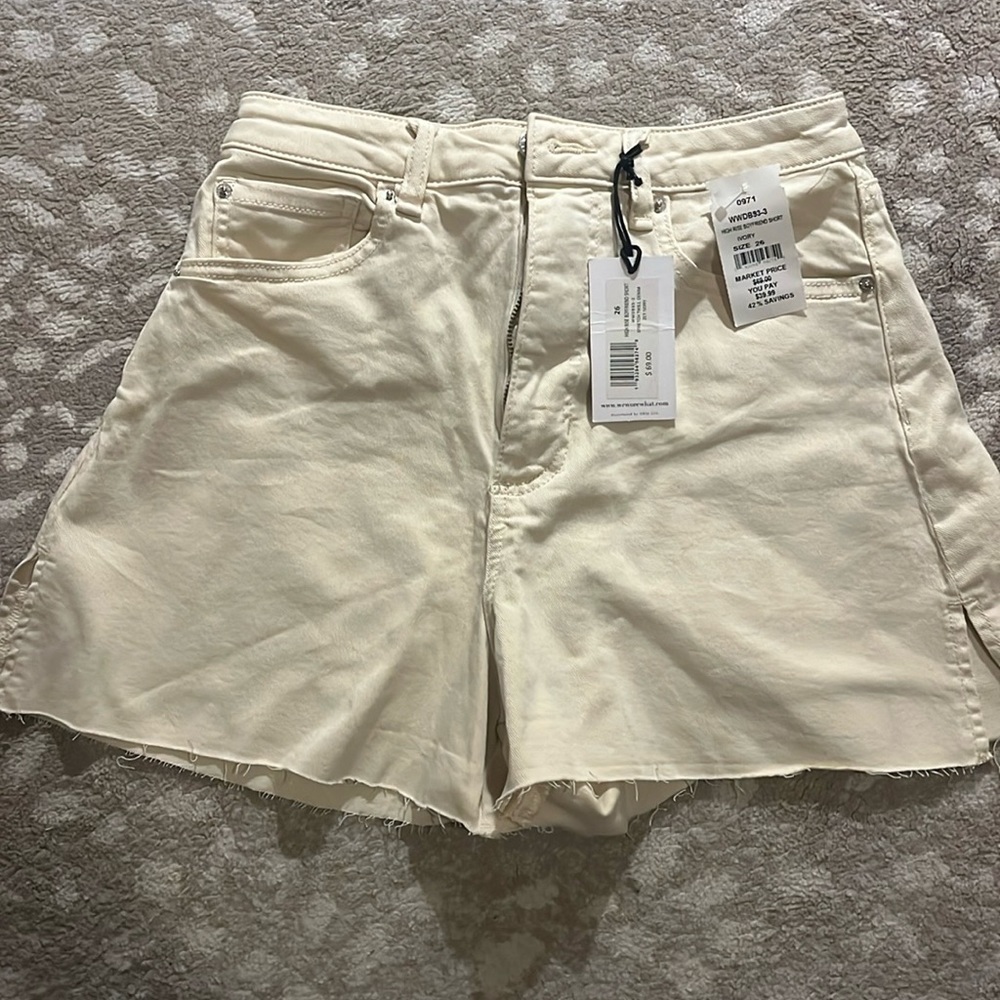 WeWoreWhat Cream Flare Jean Shorts